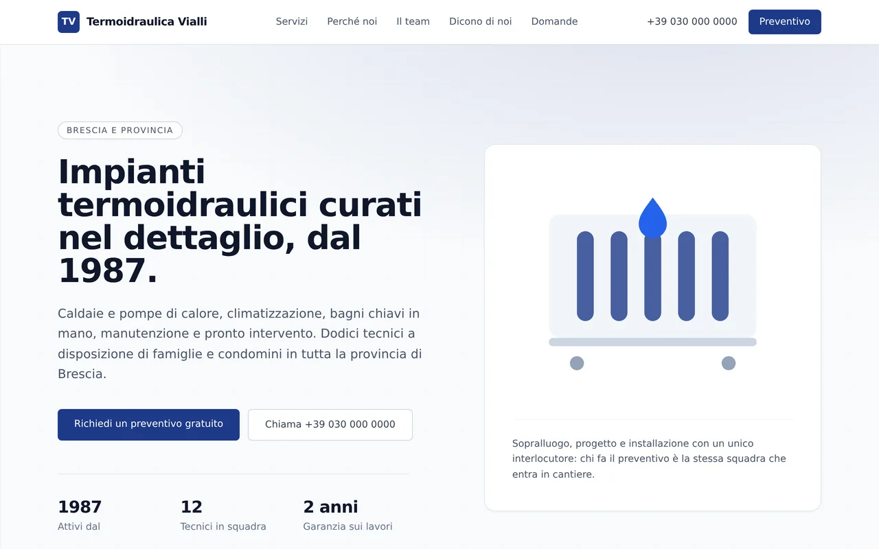 Il sito di Termoidraulica Vialli, costruito con AppForgia