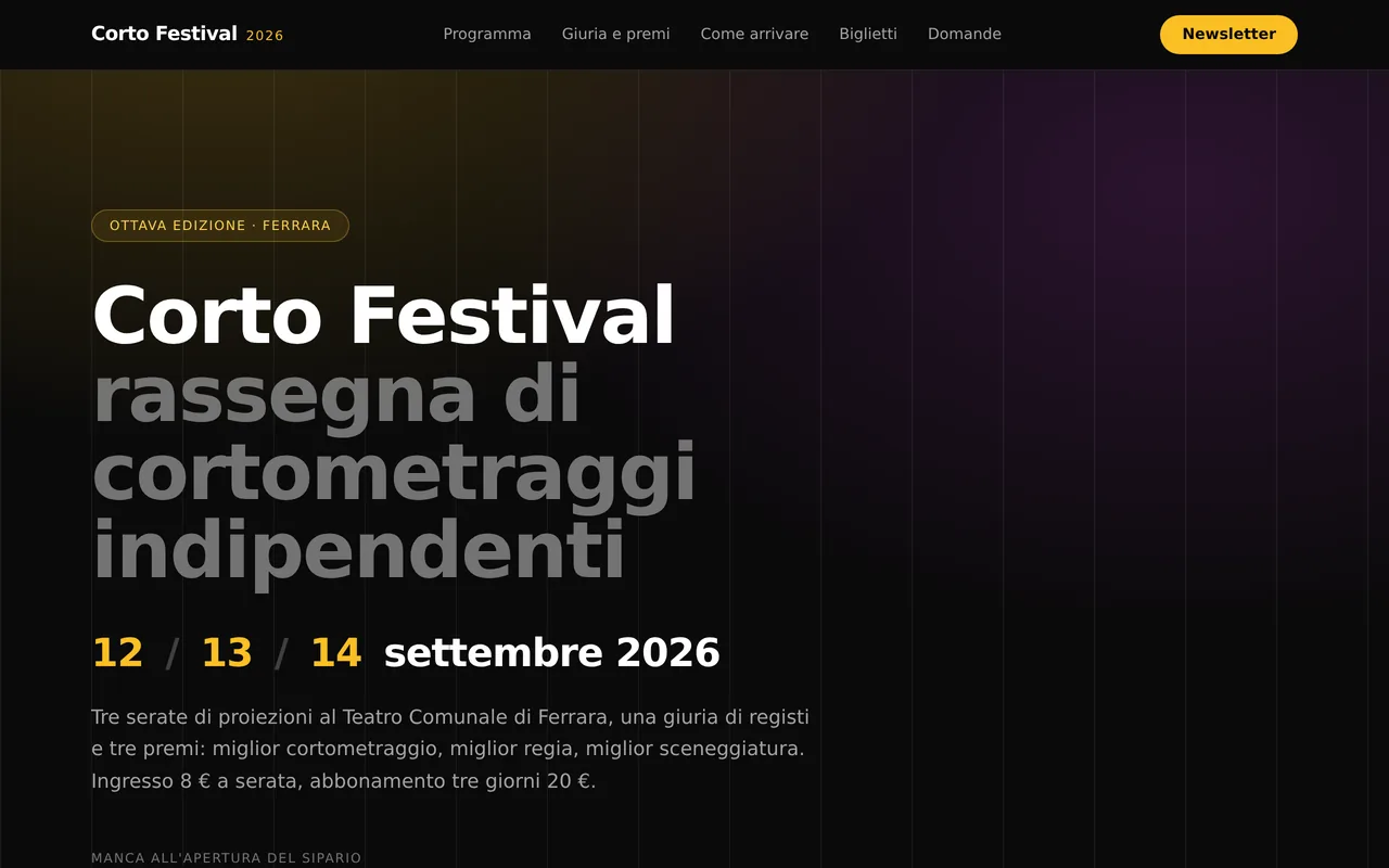 Il sito di Corto Festival, costruito con AppForgia