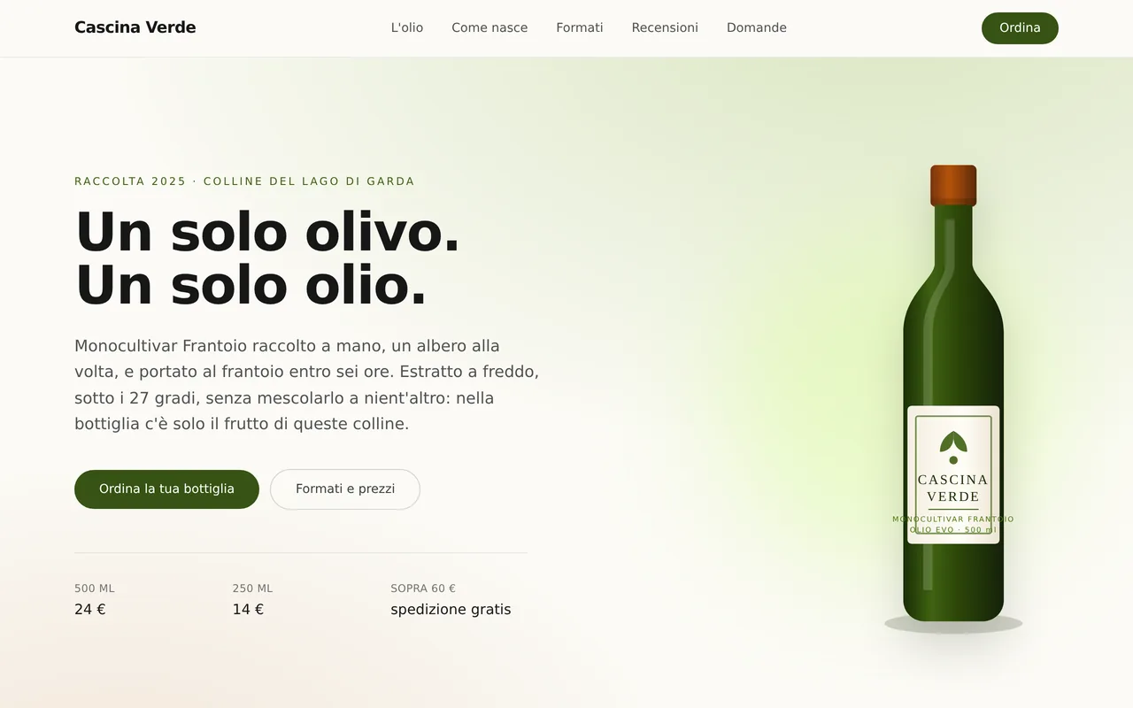 Il sito di Cascina Verde, costruito con AppForgia